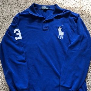 Blue long sleeve BIG pony polo